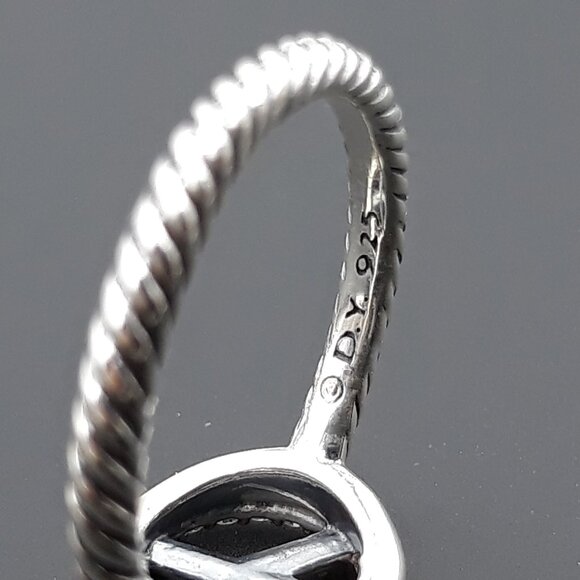 David Yurman Cable Collectibles Diamond Peace Sign Ring, Sterling Silver, Size 7 - Picture 5 of 5